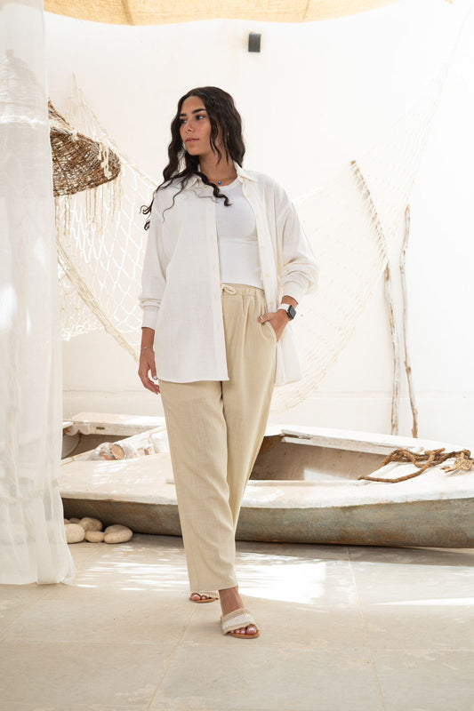 Beige Linen Pant