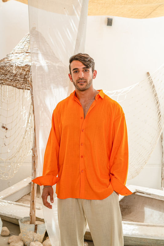 Orange Linen Shirt