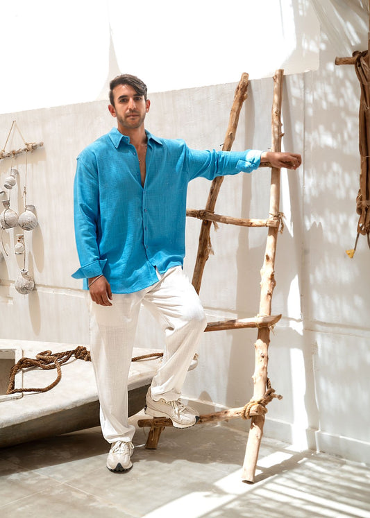 Turquoise Linen Shirt